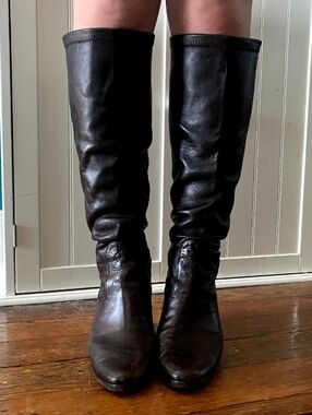 Cole Haan X Nike Knee-High Leather Boots in Dark Brown